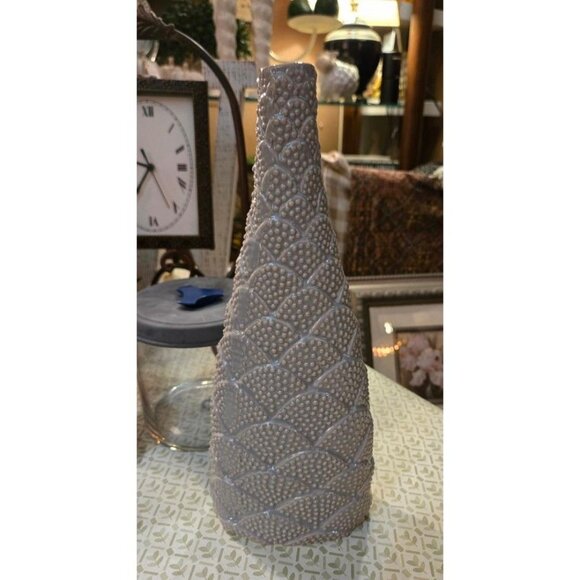 Tall Textured 12 In Beige Ceramic Vase - Picture 1 of 2